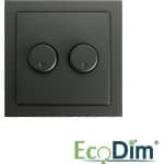 ECODIM | DUO DIMMERKNOP | MAT ZWART | INCL. CENTRAALPLAAT EN RAAMWERK - AFDEKMATERIAAL - SCHAKELMATERIAAL