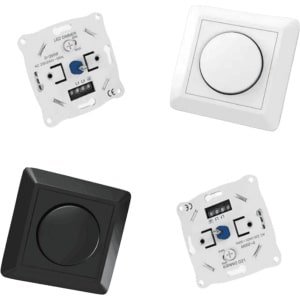 Bouwshop Utrecht - Inbouw Muur Dimmer - Spotjes bediening - Centraalplaat + Afdekraam- Dimmer voor LED-verlichting - 220V - Energiebesparend - 200W - Zwart