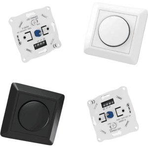 Bouwshop Utrecht - Inbouw Muur Dimmer - Spotjes bediening - Centraalplaat + Afdekraam- Dimmer voor LED-verlichting - 220V - Energiebesparend - 200W - Wit