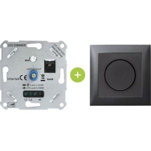 Compleet | LED dimmer 3-200W incl. afdekraam | Antraciet