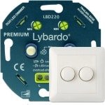 Duo dimmer LED - Met afdekplaat - 2 x 3-75W - Elektronische zekering - Universeel - Inbouw