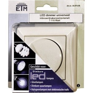 ETM Inbouw Dimmer LED Universsel 7-110VA Druk Wissel - Polar Wit