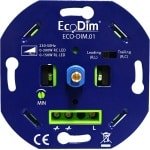 EcoDim - LED Dimmer - ECO-DIM.01 - Fase Aan- en Afsnijding RLC - Inbouw - Enkel Knop - 0-300W