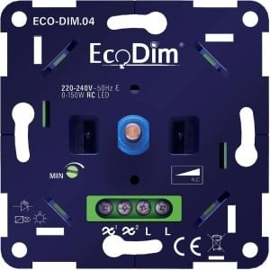 EcoDim - LED Dimmer - ECO-DIM.04 - Fase Afsnijding RC - Inbouw - Enkel Knop - 0-150W