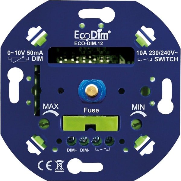 EcoDim - LED Dimmer - ECO-DIM.12 - Inbouw - Enkel Knop - 1-10V (50mA)