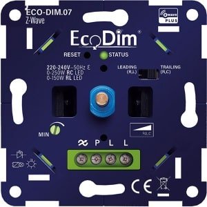 EcoDim - LED Dimmer - Smart WiFi - ECO-DIM.07 - Fase Afsnijding RC - Z-Wave - Inbouw - Enkel Knop - 0-200W