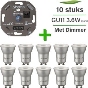 GU10 LED lamp - GU11 spot 35mm - 3.6W - Dimbaar - Warm wit licht + LED dimmer 0-175W