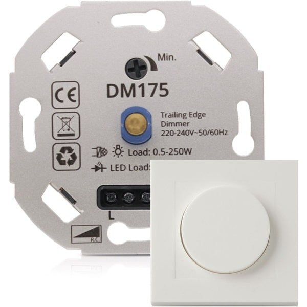 KOOPLED - LED Dimmer - 0.5 tot 200 Watt - Universele LED Dimmer inclusief Afdekplaat - Led Dimmer Inbouw - Dimmer Schakelaar - Dimmer Afdekplaat