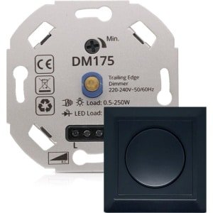 KOOPLED LED Dimmer 0,5-200 Watt - Fase Afsnijding - Universele LED Dimmer - Led Dimmer Inbouw - Dimmer Schakelaar - Dimmer Afdekraam - Dimmer+ Afdekplaat