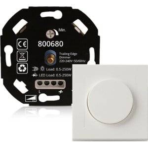 KOOPLED Led Dimmer - 0.5 tot 250 Watt - Universele LED Dimmer + Afdekplaat - Led Dimmer Inbouw - Dimmer Schakelaar - Dimmer afdekraam