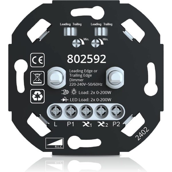 Koopled - Duo Led Dimmer - 2x200W - Fase af-en aansnijding