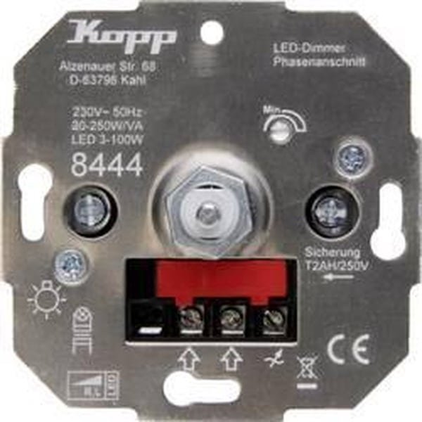 Kopp - Drukschakelaar - Led-dimmer LED 3-100 W - fase aansnijding - Metaal