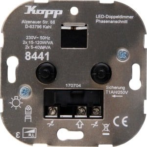 Kopp Technikcenter LED Inbouw Sokkel Duo Dimmer - 5 t/m 40 Watt - Universeel