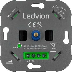 Ledvion - LED Dimmer 3-250 Watt Incl Witte Afdekplaat, Universele LED Dimmer, Dimmer Schakelaar