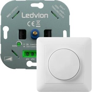 Ledvion - LED Dimmer 5-150 Watt, Incl. Witte Afdekplaat, Universele LED Dimmer, Dimmer Schakelaar