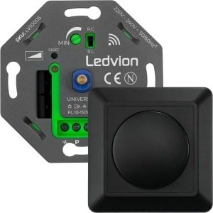 Ledvion - LED Smart WIFI LED Dimmer 5-250 Watt, Incl. Zwarte Afdekplaat, Universeel, LED, Inbouw dimmer, Fase-afsnijdbaar