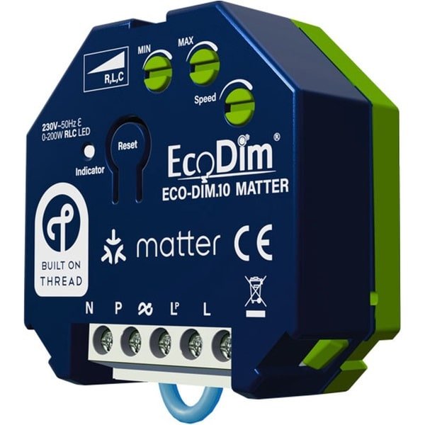 Matter led dimmer module 0-250W| Kleine inbouwdiepte | Voor alle merken pulsdrukkers | ECO-DIM.10 Matter