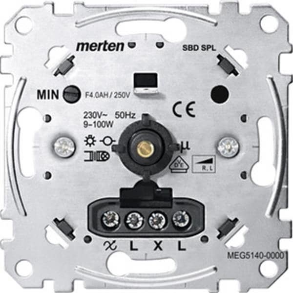 Merten dimmer MEG5140-0000 - 230V en 230V halogeen - 9 tot 100 W - Draai/druk - Inbouw