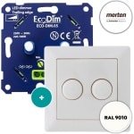 Merten duo led dimmer, ECO-DIM.05, druk/draai, kleine inbouwdiepte, 2x 100W LED, inclusief wit afdekmateriaal passend in Merten series