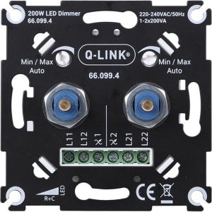 Q-Link Duo dimmer afdek zwart led rc dws 2-200w