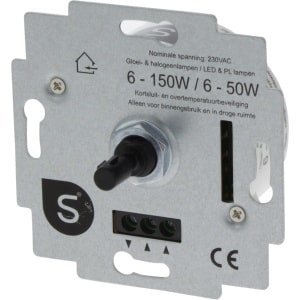 Q-Link dimmer - inbouw - los element - universeel - druk - wissel - LED 6-50W - voor gloeilampen 230v