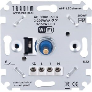 Tradim - WiFi LED Dimmer inbouw - 3-200W - Fase afsnijding