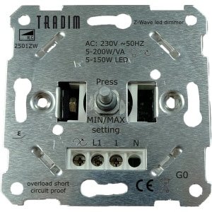 Tradim - Z-wave LED Dimmer inbouw - 5-150W - Fase afsnijding