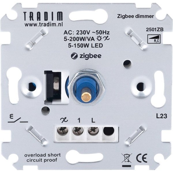 Tradim - Zigbee LED Dimmer inbouw - 5-150W - Fase afsnijding