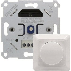 Universele LED Dimmer - Dimmer Inclusief afdekplaat - Glanzend wit - 3-200W - Fase afsnijding