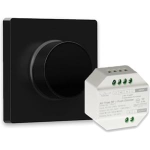 LED Dimmer Paneel Draadloos Met Afstandsbediening - Opbouw + AC Triac RF + Push Dimmer - Set Met Afdekplaat - Zwart